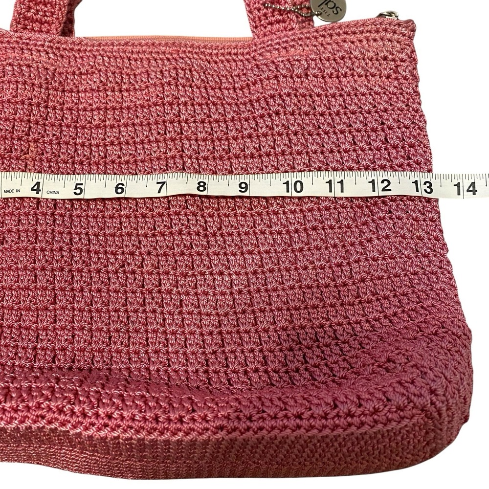 The Sak Crochet Shoulder Pink Tote Purse Lined Nylon Summer Hippie Beach Casual - Picture 5 of 9